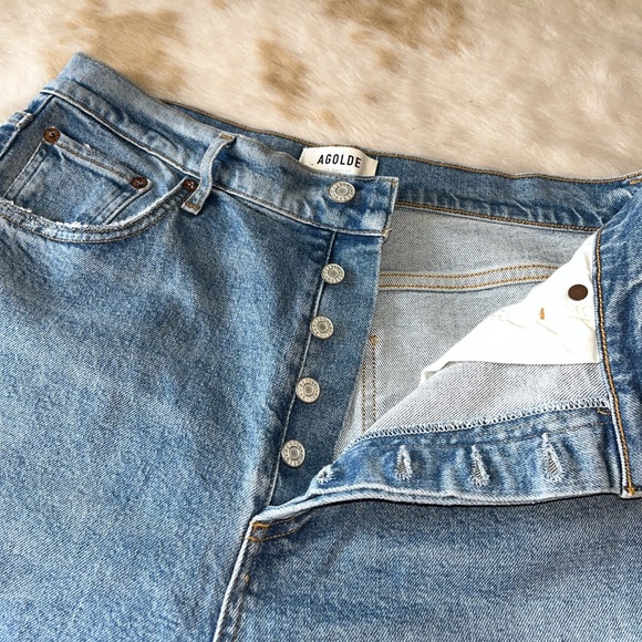 NEW Agolde Riley High-Rise Distressed Straight Leg Crop in Whiplash 31 - Picture 10 of 16